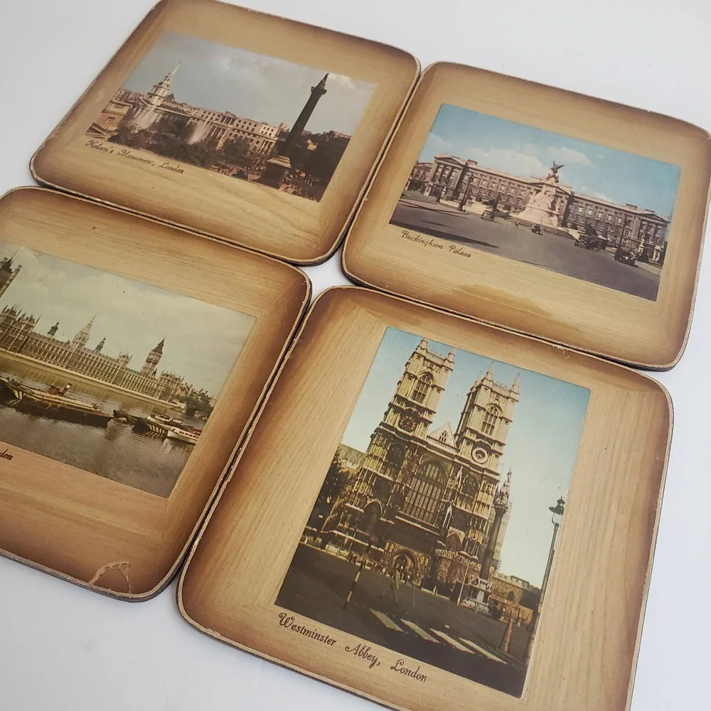 Vintage Pimpernel‎ London Historical Sites Coasters Cork Back Set of 4